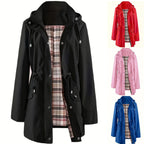 🔥Letzter Tag: 60% Rabatt!⏰🌧️🧥Wasserdichte lange Trenchcoats mit Kapuze für Damen👍