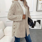 🧥Damen warme Jacke mit Kapuze und Rautenmuster🎁