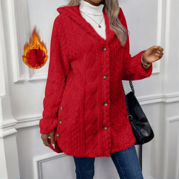 🧥Damen warme Jacke mit Kapuze und Rautenmuster🎁
