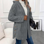 🧥Damen warme Jacke mit Kapuze und Rautenmuster🎁