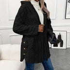 🧥Damen warme Jacke mit Kapuze und Rautenmuster🎁