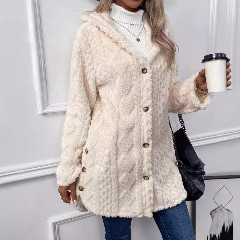 🧥Damen warme Jacke mit Kapuze und Rautenmuster🎁