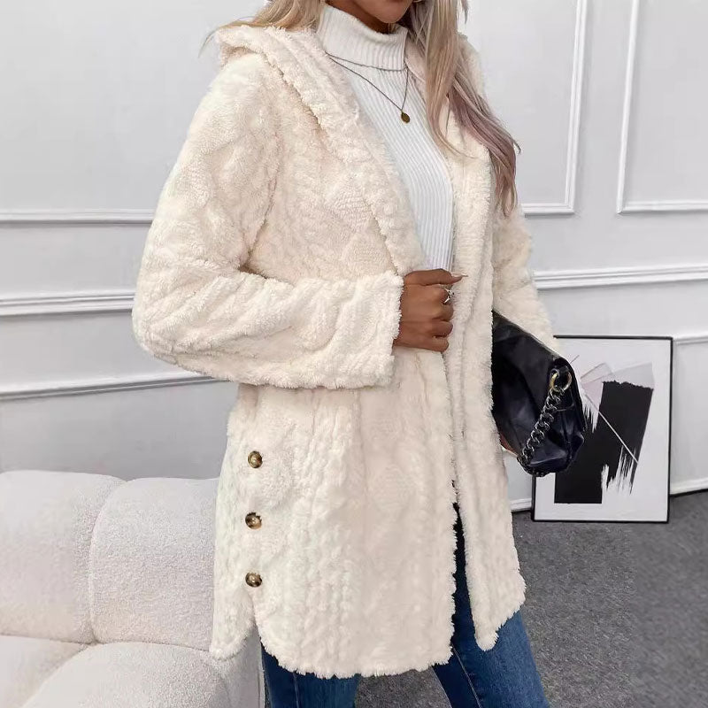 🧥Damen warme Jacke mit Kapuze und Rautenmuster🎁