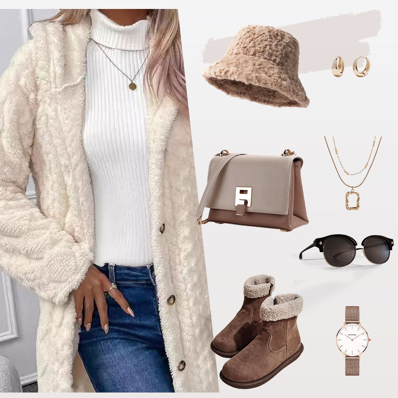 🧥Damen warme Jacke mit Kapuze und Rautenmuster🎁