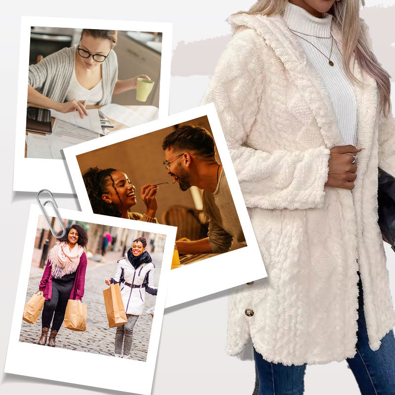 🧥Damen warme Jacke mit Kapuze und Rautenmuster🎁