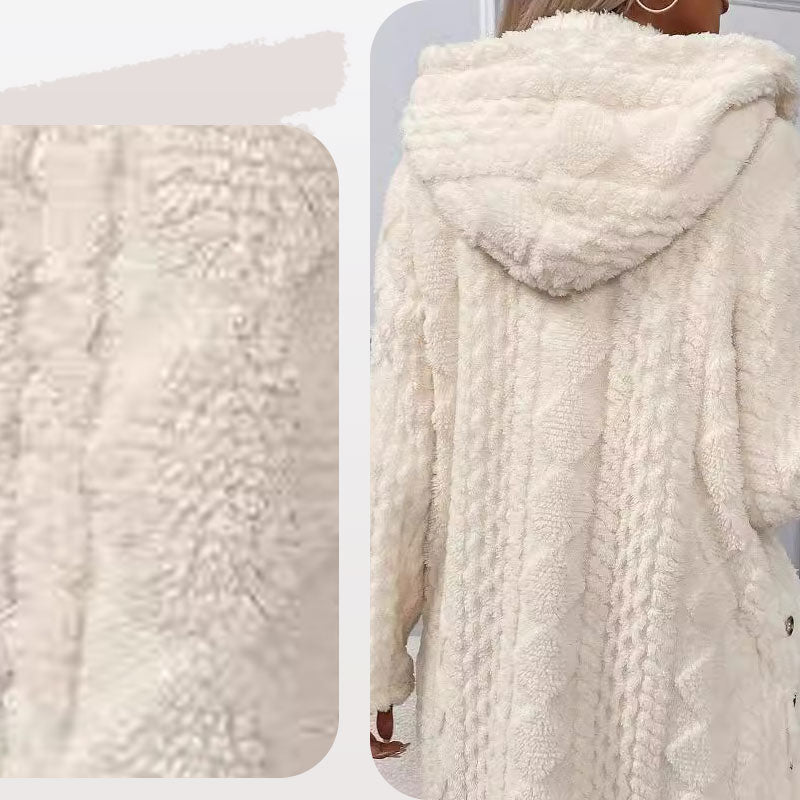 🧥Damen warme Jacke mit Kapuze und Rautenmuster🎁