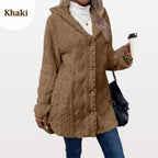 🧥Damen warme Jacke mit Kapuze und Rautenmuster🎁