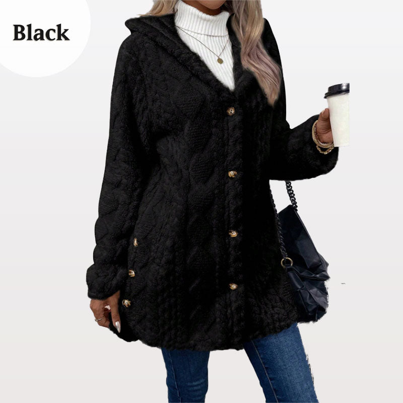 🧥Damen warme Jacke mit Kapuze und Rautenmuster🎁