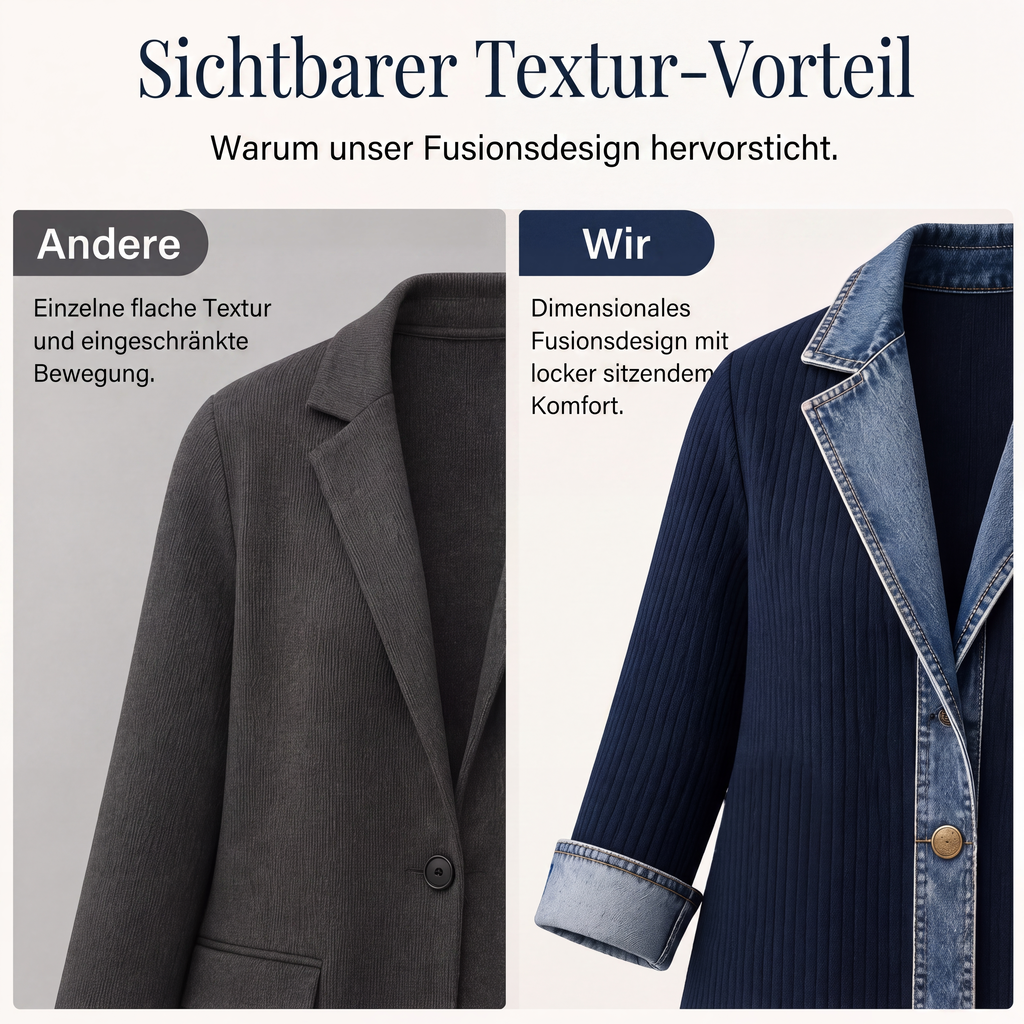 🔥Heißer Verkauf 60% Rabatt✨👚Damen Hemd mit Geripptem Strick & Denim Mix - Lässiger Chic für jeden Tag🎁