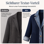🔥Heißer Verkauf 60% Rabatt✨👚Damen Hemd mit Geripptem Strick & Denim Mix - Lässiger Chic für jeden Tag🎁
