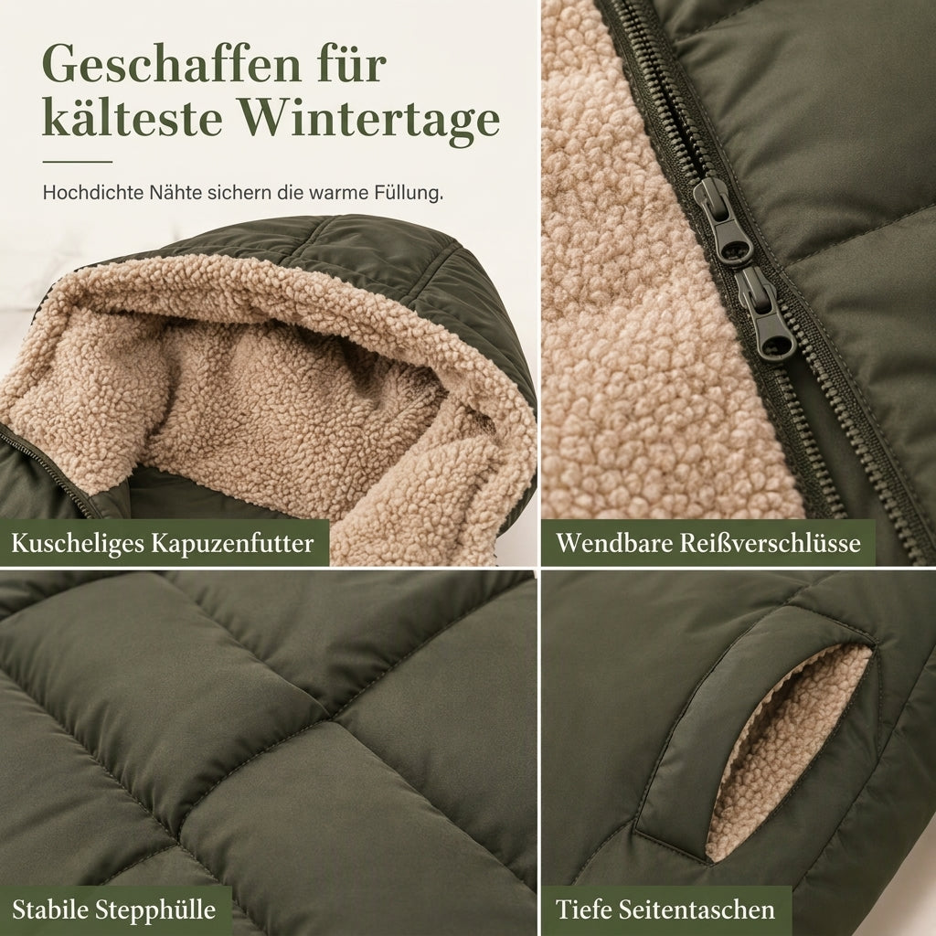 🏆 Bestseller – Über 20.000 verkauft 🔥 Wendbare, wattierte Slim-Fit-Mantel mit Kapuze 🚀 Kostenloser Versand